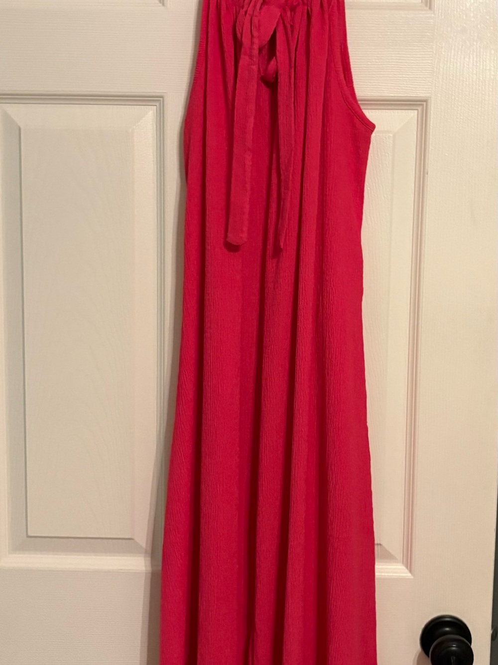 LuLaRoe Sleeveless Tie-Neck Maxi Dress in Bright Pink